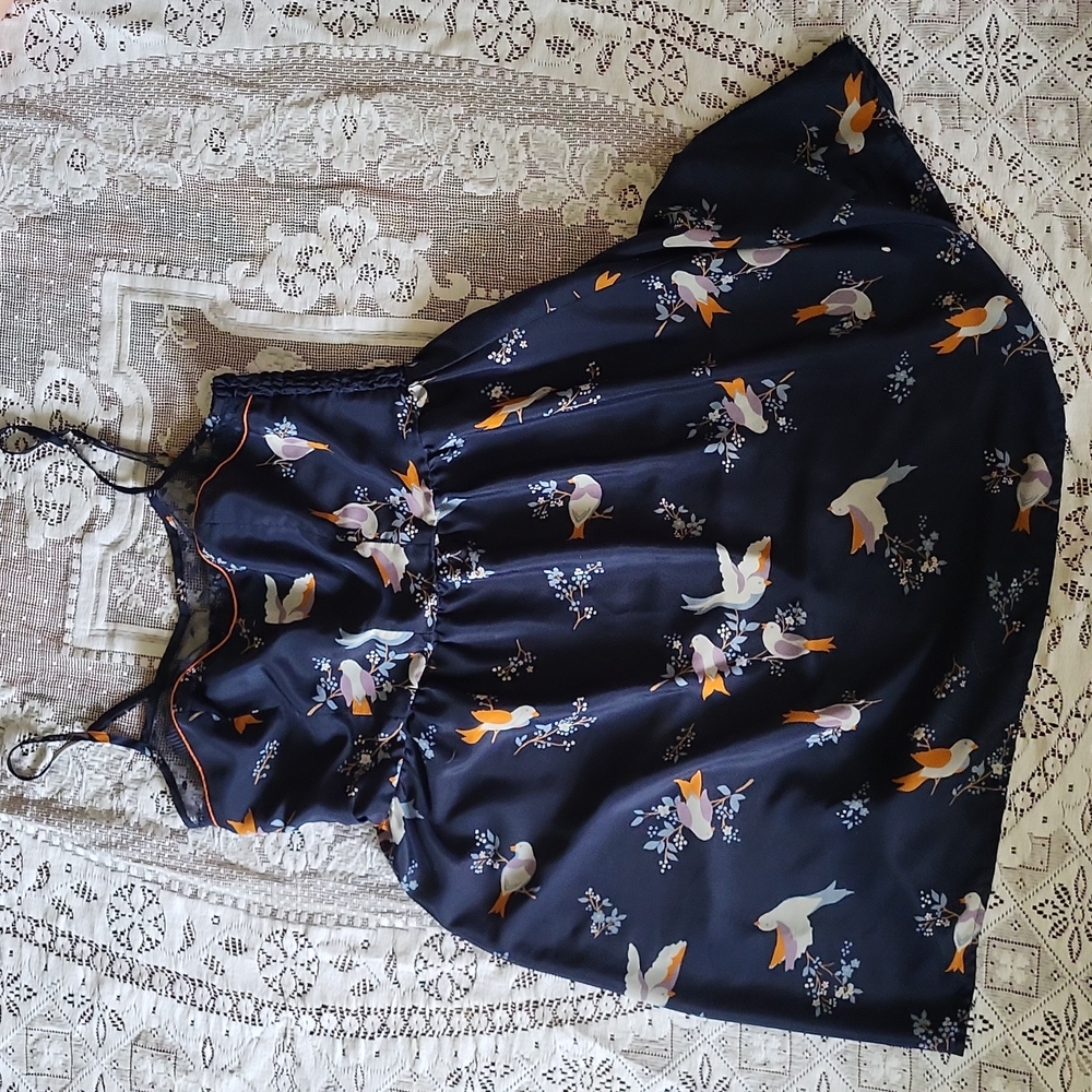 Navy Printed Xhileration Bird Dress Size Small